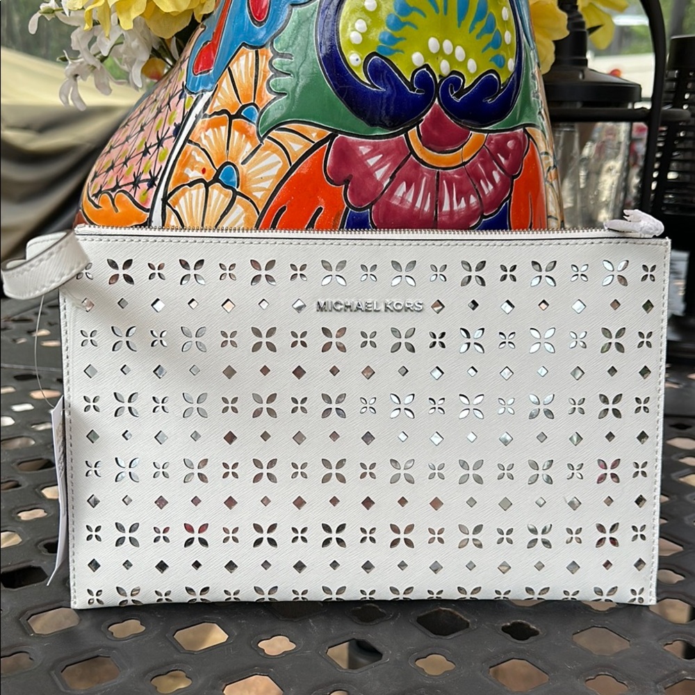 Michael Kors White Clutch Bag